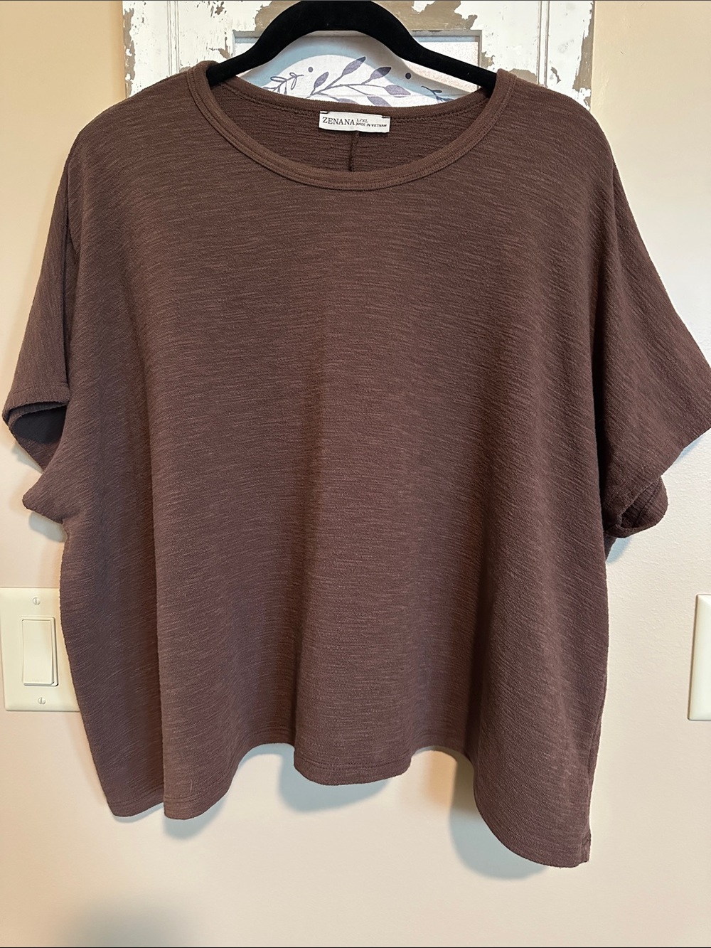 Zenana Cocoa Brown Short Sleeve Boxy Tee